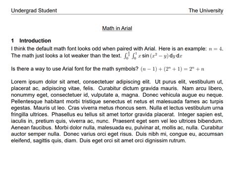 [Tex/LaTex] Using Arial and font size 8.5pt Math Solves Everything