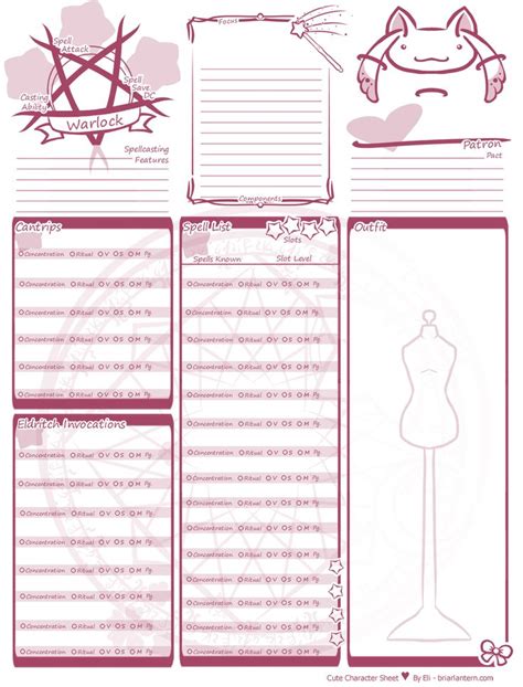 [oc][art][5e]Update Cute Character Sheet Spell Sheets! Character