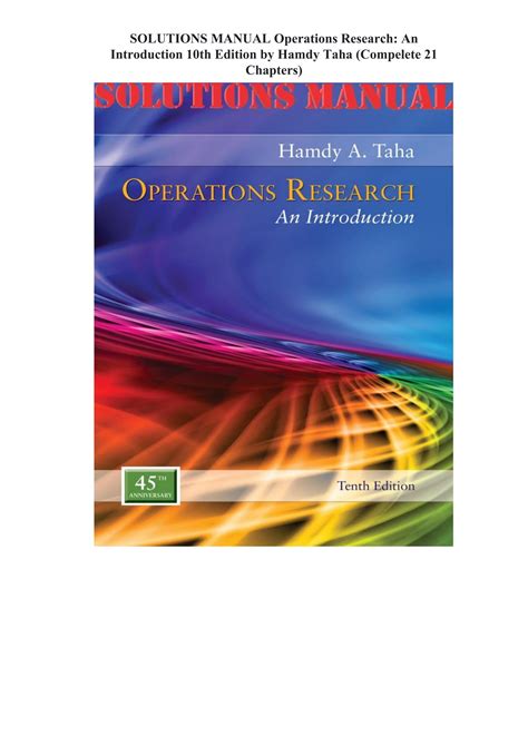 {EBOOK} Solutions Manual Operations Research An Introduction By Hamdy …