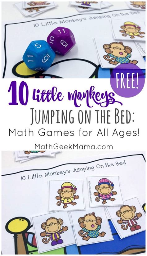 {FREE} Ten Little Monkeys Jumping On the Bed Math Game for All Ages!