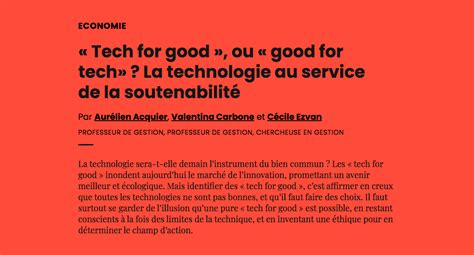 « Tech for good », ou « good for tech» ? La technologie au service …