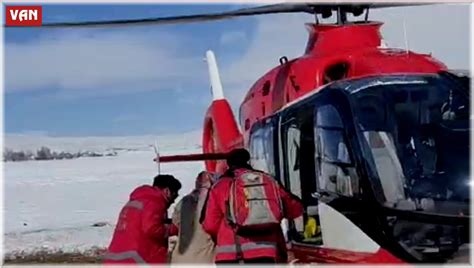 Çaldıran’da 31 yaşındaki kadın hasta için helikopter havalandıs