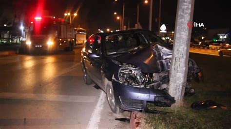 Çan’da elektrik diğerine çarpan otomobil sürücüsü yaralandı