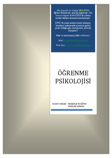 Öğrenme psikolojisi ders notları pdf