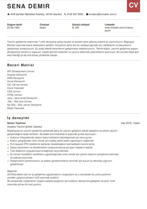 ÖRNEK CV.