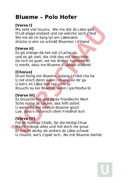 Übersetzung Polo Hofer - Blueme Songtext, Lyrics auf Deutsch ...