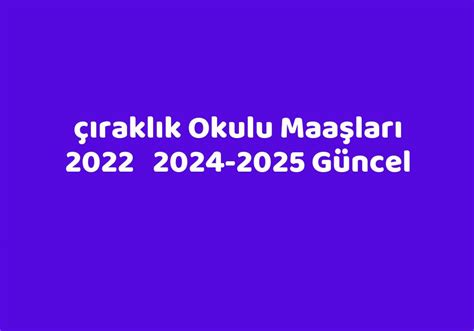 çıraklık okulu maaşları 2022