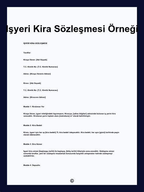 İşyeri, Daire Kira Sözleşmesi Ve Örneği Emlak Haberleri. 