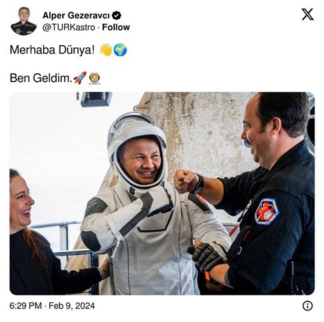 İlk Türk Astronot Alper Gezeravcı'dan Dünyaya İnişinin Ardından İlk Paylaşım Geldi