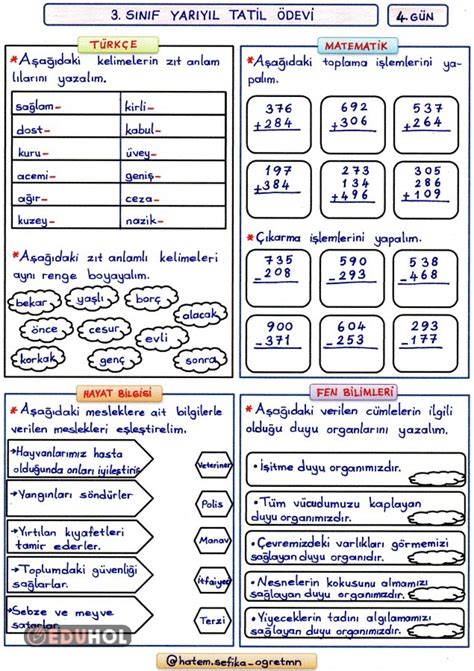 İndir:2011-2012 3.Sınıf Yarıyıl Tatil Ödevi (Tüm Dersler) İndir.