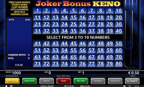 Игра Joker Bonus Keno  играть бесплатно онлайн