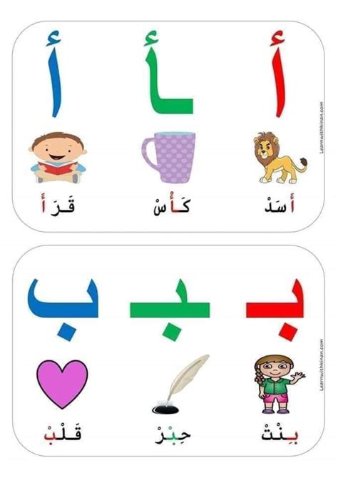 بطاقات الحروف العربية pdf فى اول الكلمة وسطها واخرها