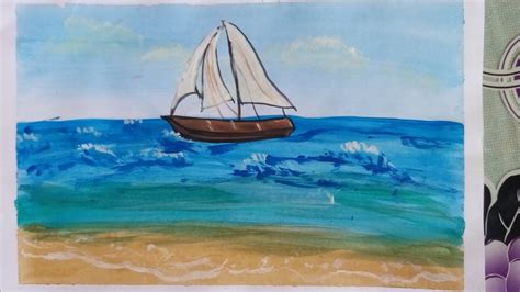 رسم قارب في البحر اولفين ١٠٠