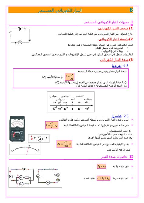 مذكرة فيزياء التيار الكهربائي 3 الثانوى pdfs
