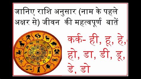 कर्क राशि अनुसार (नाम के पहले अक्षर से) जातक की ख़ास बातें cark rashi
