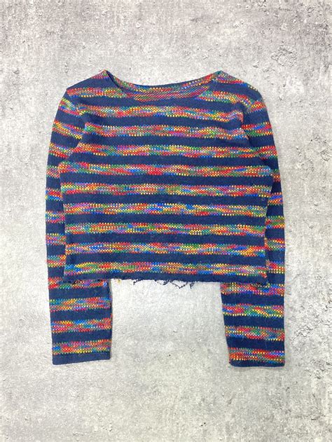 ᶠᵃⁿᶜʸᵍᵘʸ CROPPED 80s Sweater Knit Vintage Boxy Abstract