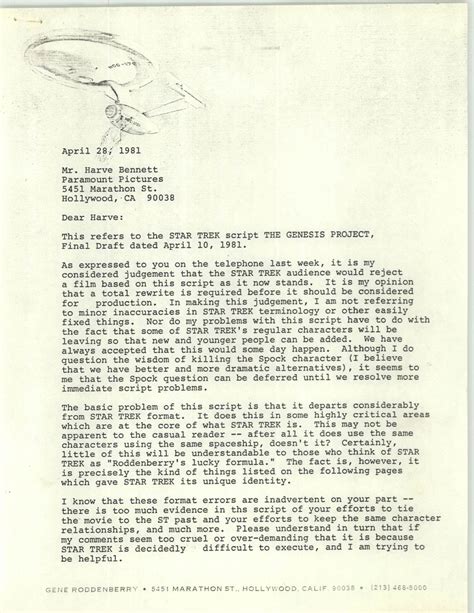 ‘Star Trek’ 50 Years: Gene Roddenberry’s ‘Wrath of Khan’ Letter