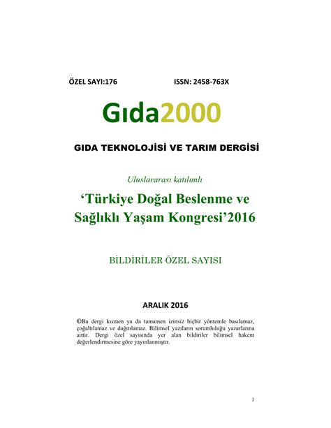 ‘Türkiye Doğal Beslenme ve Sağlıklı Yaşam Kongresi’2016.