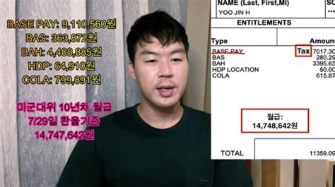 “월급 차 미군 대위 '월급 명세서' 공개 서울신문 - 미군 장교 월급