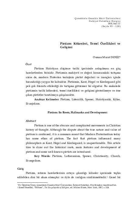 “Pietizm: Kökenleri, Temel Özellikleri ve Gelişimi” .