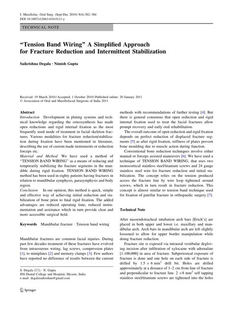 “Tension Band Wiring” A Simplified Approach for Fracture