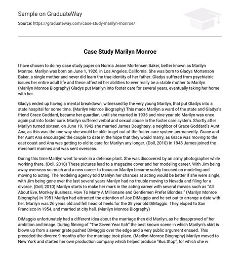 ⇉Case Study Marilyn Monroe Essay Example GraduateWay