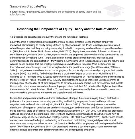 ⇉Describing the Components of Equity Theory and the Role of Justice …