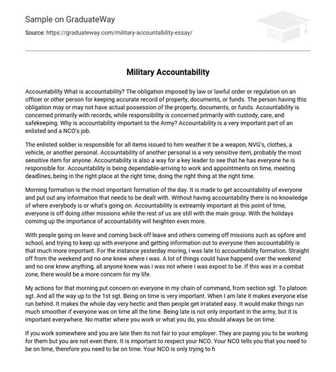 ⇉Military Accountability Essay Example GraduateWay