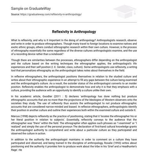 ⇉Reflexivity in Anthropology Essay Example GraduateWay