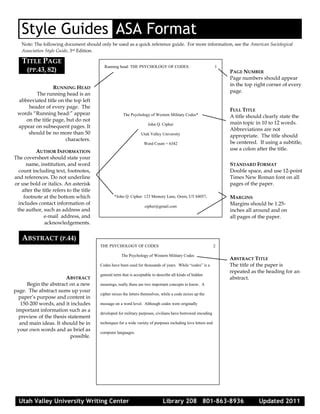 ⚡ Asa format example paper. ASA Style Guide. 20221107