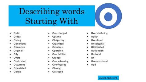 ⚡ Descriptive words that begin with o. Adjectives that Start with O