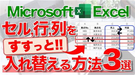 【Excel講座】セル同士を一瞬で入れ替えたり、行列を簡単に移 …