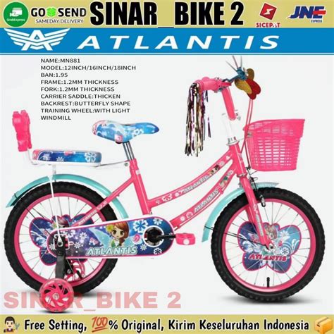 【Tiba-tiba】 Jual sepeda anak perempuan atlantis mn 881 ukuran 12 16 18