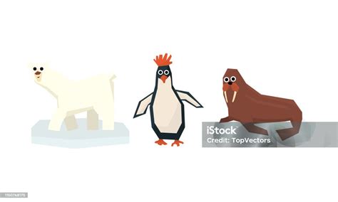 かわいい幾何学的な北極の動物のコレクションシロクマペンギン白い背景にセイウチベクトルイラスト イラストレーションのベクターアート素材や画像を多数ご用意 Istock