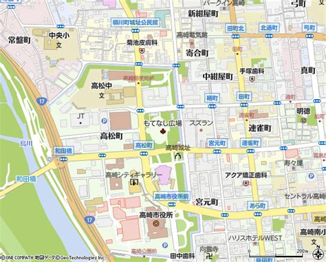 もてなし広場（高崎市/公園・緑地）の地図｜地図マピオン