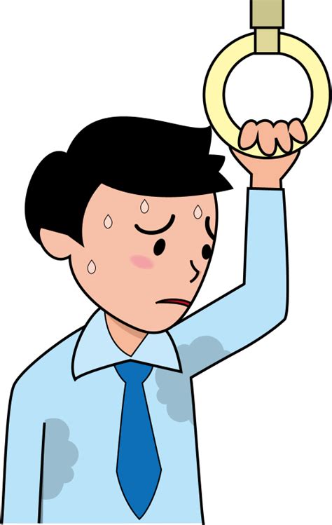 イラストポップのマナーやルールの素材 臭いマナーno05脇汗の臭いを気にする男性のイラスト