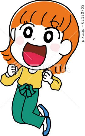 イラスト素材 女性 かわいい 私服 喜ぶ 笑顔のイラスト素材