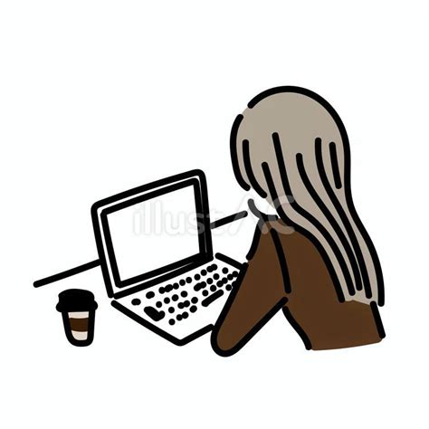 ノートパソコンで仕事中の女性イラスト No 無料イラストなら イラストac