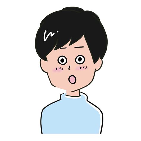ビックリしている表情の若い男性のイラスト Onwaイラスト