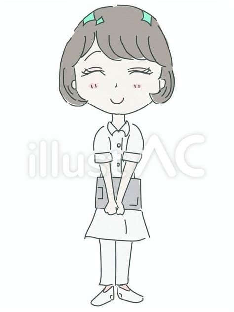 ピンクのかわいいナースの上半身の表情別セット素材