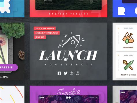 一组易于使用的社交媒体模型模板，Launch Booster Kit NicePSD 优质设计素材下载站