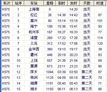 上海汽车南站时刻表
