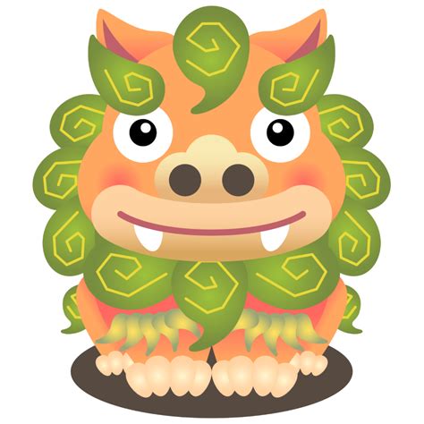 口を閉じたシーサー 無料イラスト かわいいフリー素材集 ねこ画伯コハクちゃん