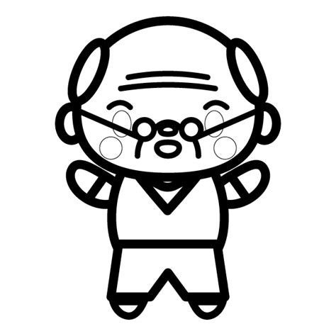 塗り絵に最適な白黒でかわいいおじいちゃんの無料イラスト 商用フリー オイデ43