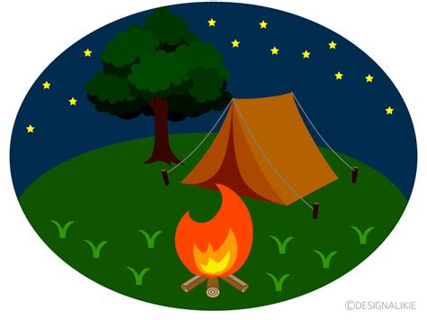 夜のキャンプ場のイラスト 無料のフリー素材 イラストエイト