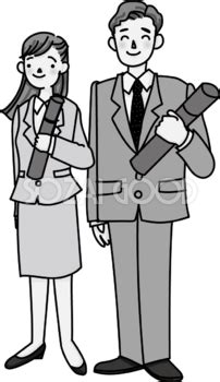 大人っぽい男性と女性が卒業証書を持ち笑顔のモノクロ白黒イラスト無料フリー545 素材good