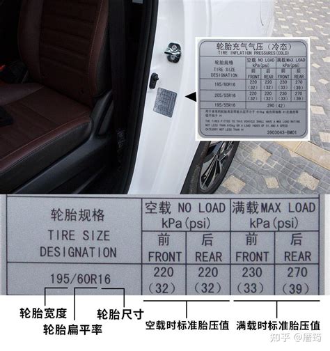 宝骏730汽车的轮胎气压标示在哪个位置？