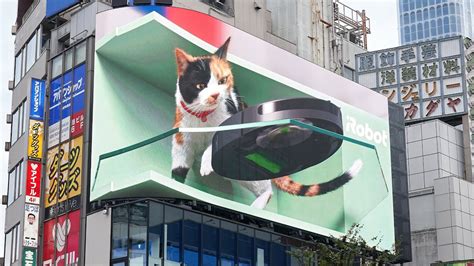 新宿東口の3D巨大猫、ルンバとコラボレーション！ 『#ネコにル …