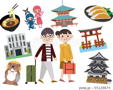 滋賀 観光 旅行 スポットのイラスト素材