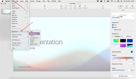 用于mac 的keynote 将keynote 演示文稿导出为powerpoint 或其他文件格式
